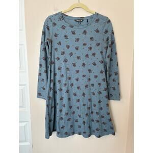 Toad & Co Foothill Long Sleeve Swing Dress Blue Waffle Knit Size Women's XS